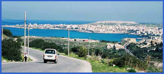 St Paul's Bay seen from the road leading to Selmun Palace.